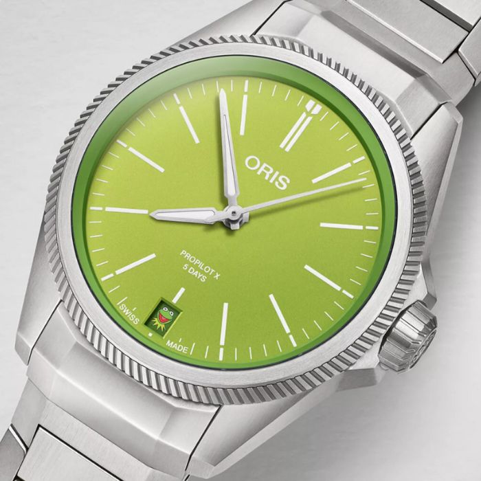 Oris Kermit klokke med grønn urskive