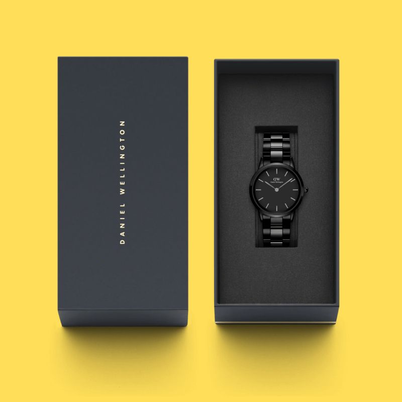 sort daniel wellington klokke i gaveeske